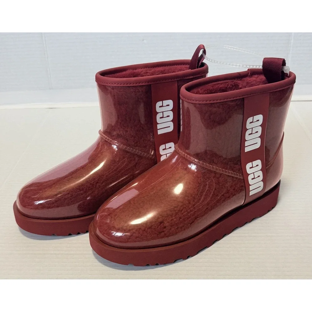 UGG Classic Clear Mini Samba Red Waterproof Boots 1113190 - Women's 7 - NEW NWT